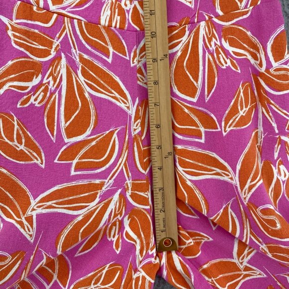 Sincerely Jules Pants Womens Small Pink Orange Floral Linen Blend Straight Leg - Picture 9 of 12